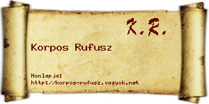 Korpos Rufusz névjegykártya
